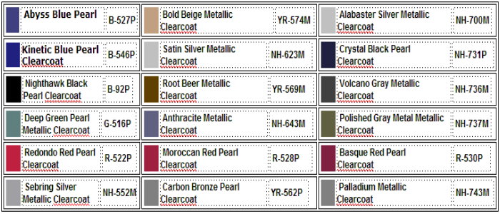 Honda color codes paint #7